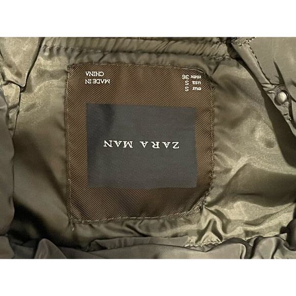 Zara man Utility GorpCore Jacket Small Green Quilted Faux Suede Elbow Patches - Picture 2 of 10